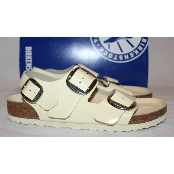 BIRKENSTOCK MILANO WOMEN'S BIG BUCKLE SHINE SANDALS BUTTER EU 40 US 9-9.5 - Picture 3 of 9